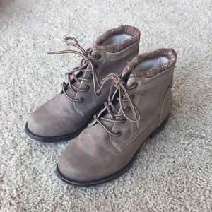 Tan faux suede boots. Size 6.5.